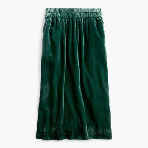 J.Crew Green Velvet Pull-On Midi Skirt NWT